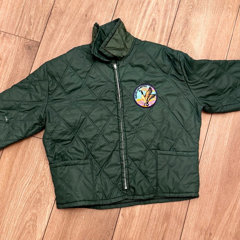 Vintage Harvard of Hillsdale Ducks Unlimited Quilted Jacket Green Mens XL